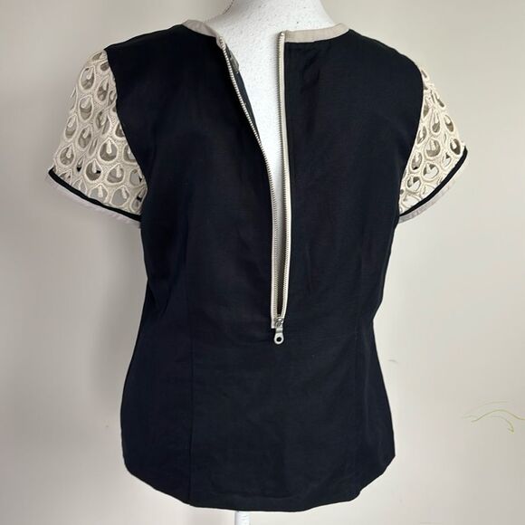 Mint velvet linen cotton blend Black and Cream Top Womens Size 14 with lining. - Picture 10 of 14